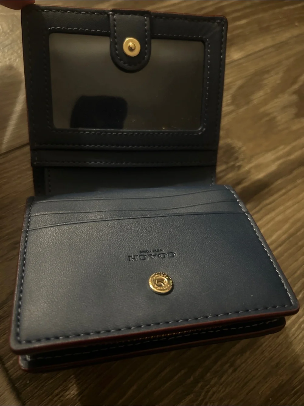 NWOT COACH Women's Black Snap Wallet In Signature Denim